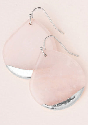 Teardrop Earring - Rose Quartz/Silver