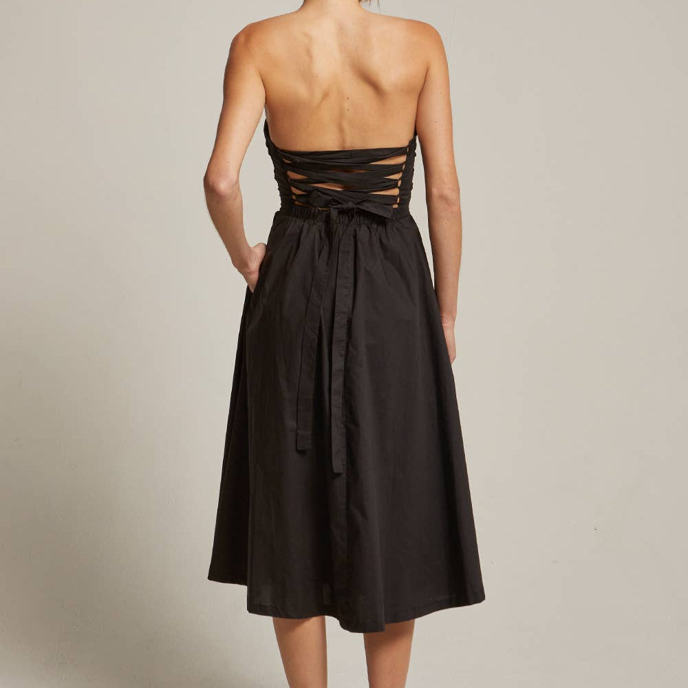 Kate Fit And Flare Back Tie Midi Dress