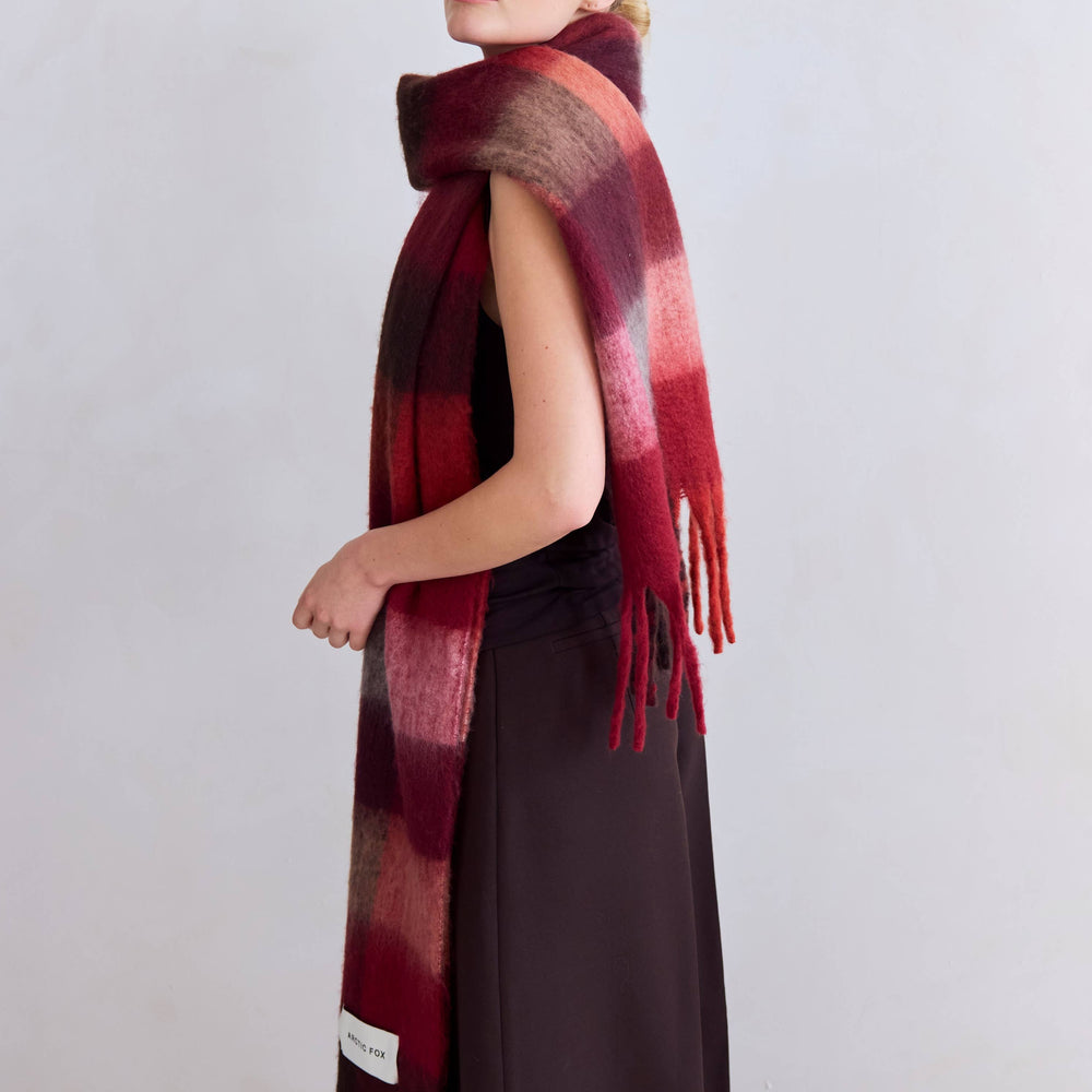 
                      
                        The Reykjavik Scarf - 100% Recycled - Burgundy check
                      
                    