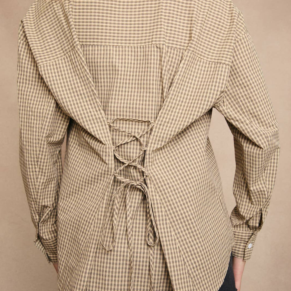
                      
                        Collard Lace Up Back Detail Oversized Shirt
                      
                    