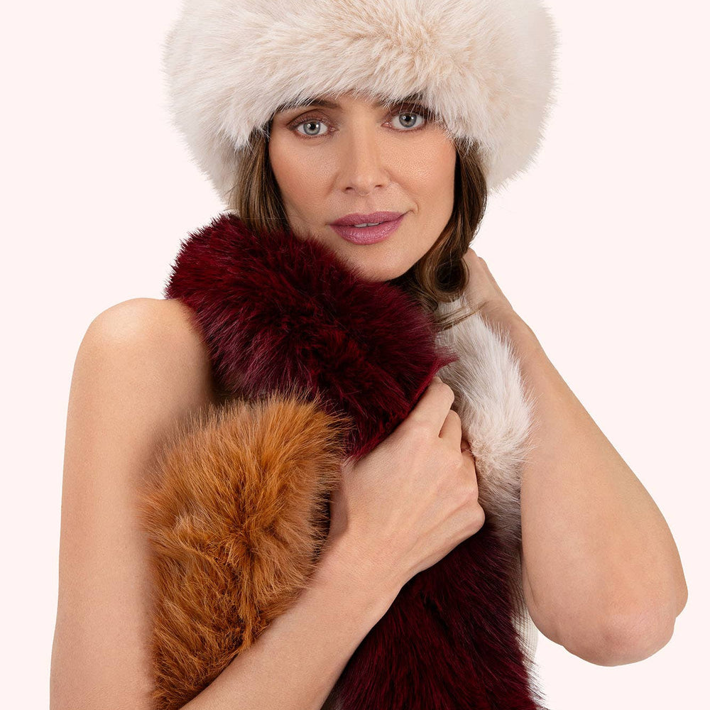 Elsa 3-tone Scarf - Damson/Mocca/Cream