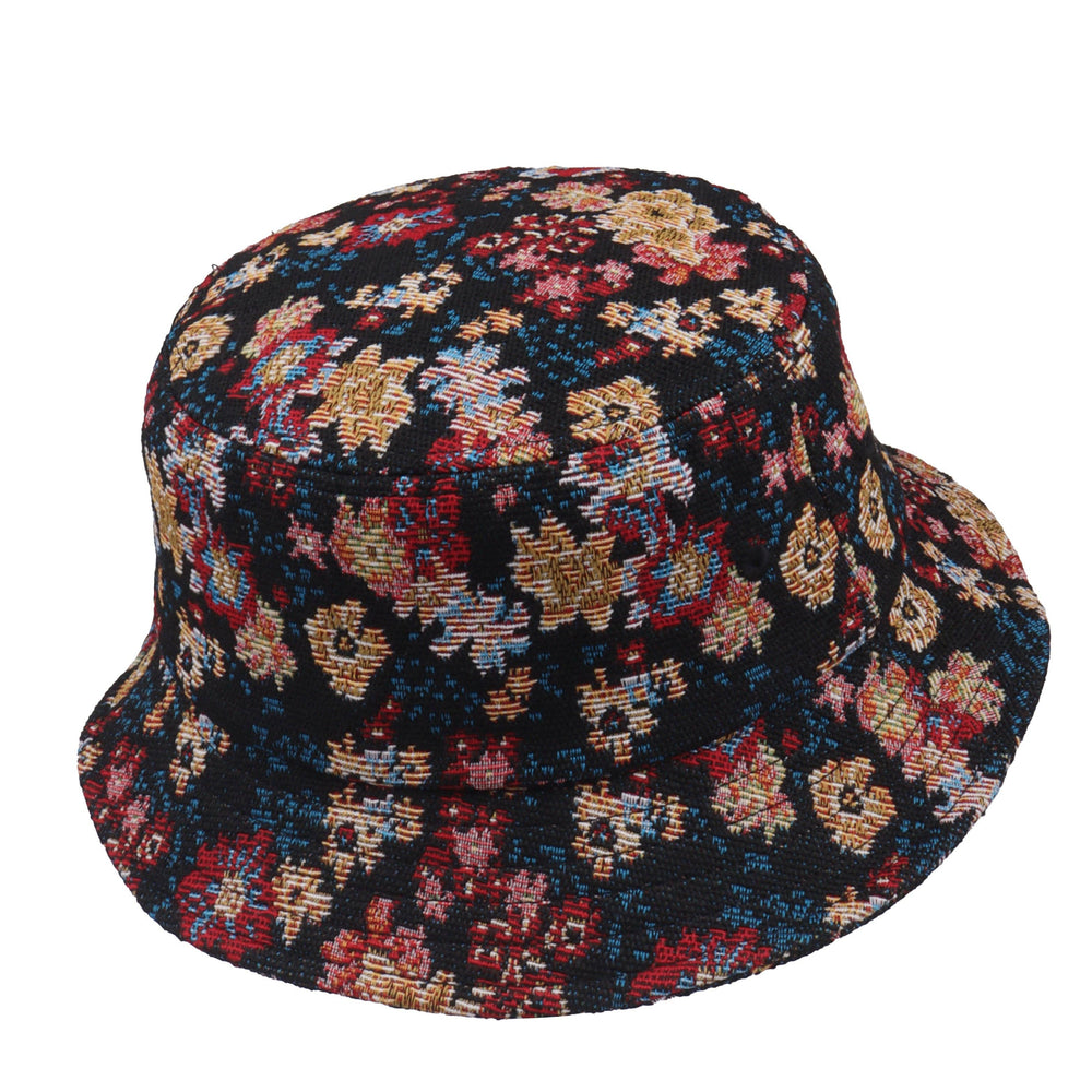 HatPhile Floral Tapestry Jacquard Bucket Hat - Black Floral
