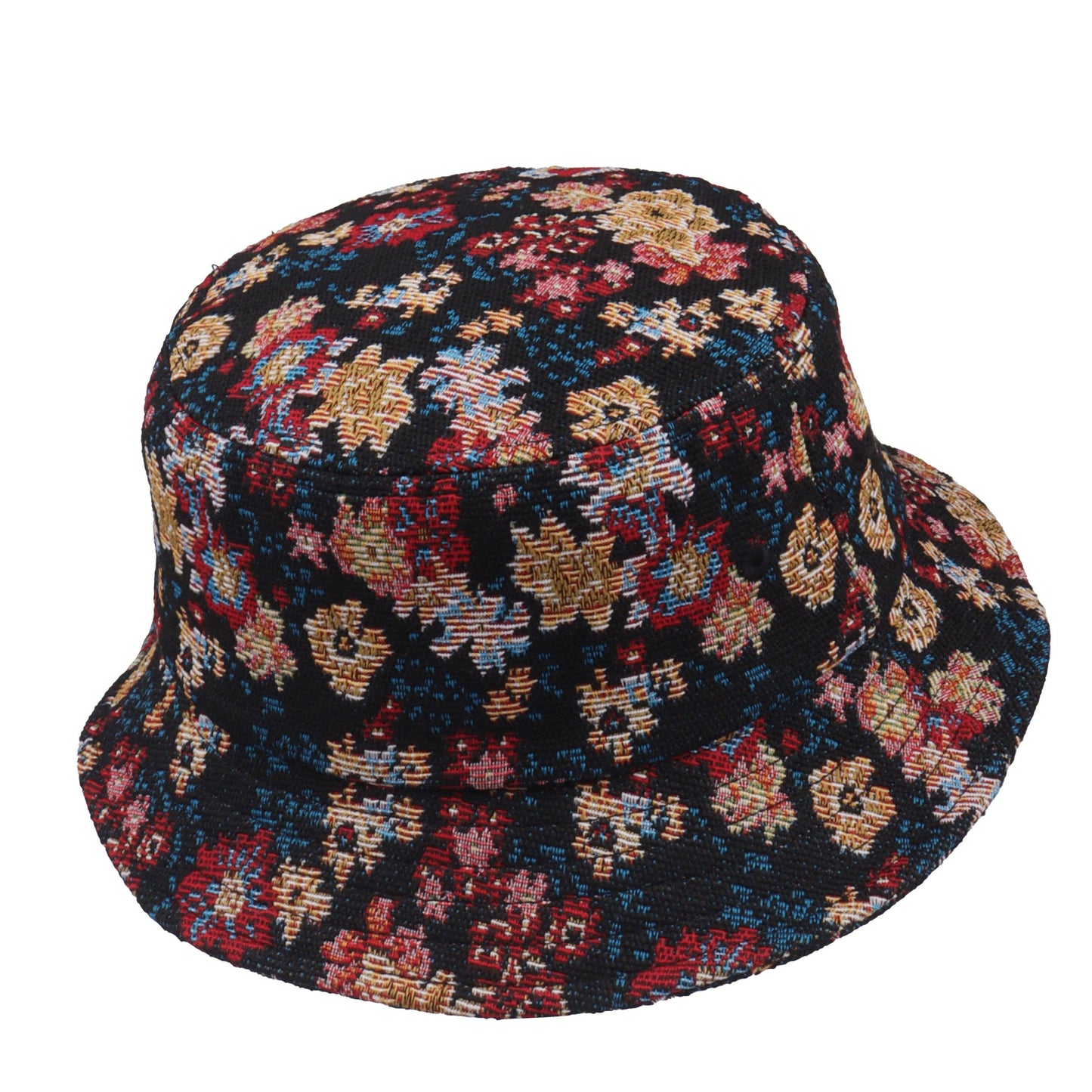 HatPhile Floral Tapestry Jacquard Bucket Hat - Black Floral