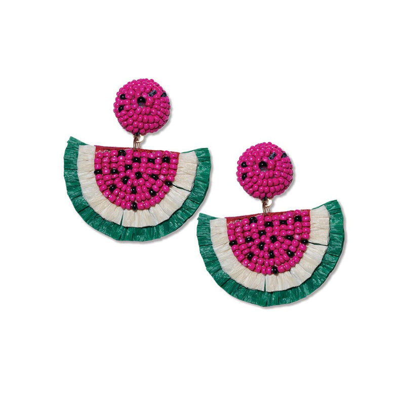 Josephine Watermelon Raffia Earrings