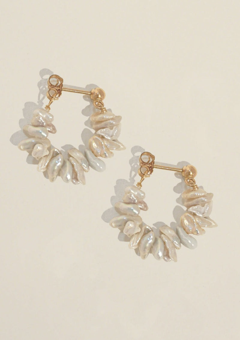 Ramona Earrings Gold - Pearl Nugget