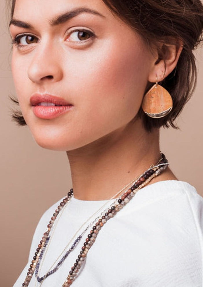 Teardrop Earring - Howlite/Gold