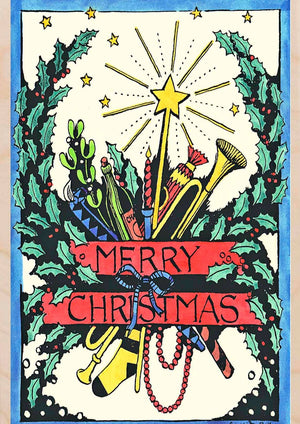 MERRY CHRISTMAS wooden Christmas card