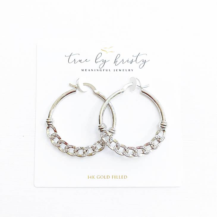 Silver Lining Hoops Silver White Gold Filled