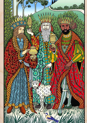 THREE KINGS wooden Christmas card