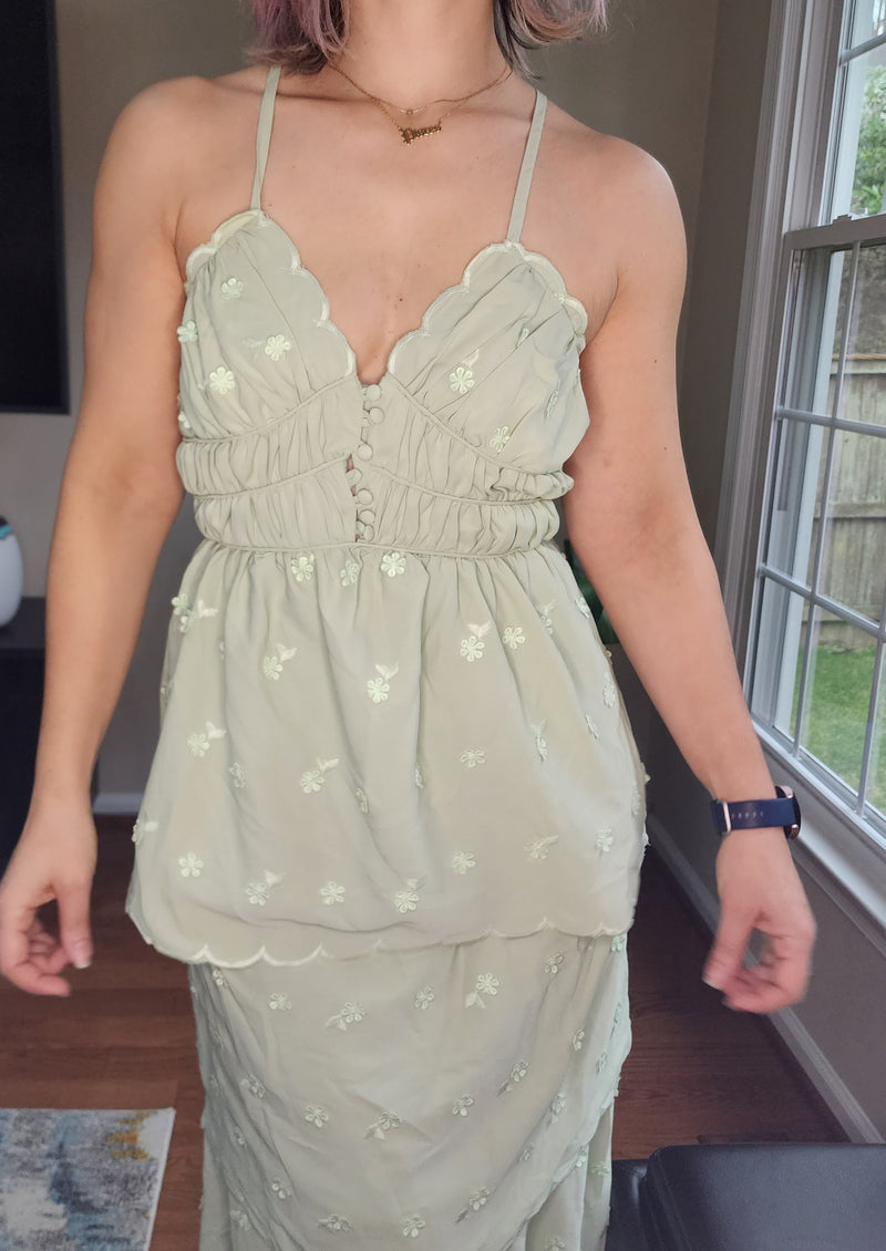 Rylee Backless Tiered Slip Dress