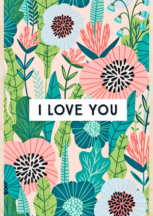 I Love You Floral Wooden Postcard