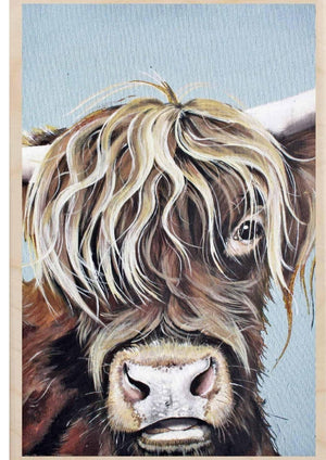 Highland Cow Wooden Postcard