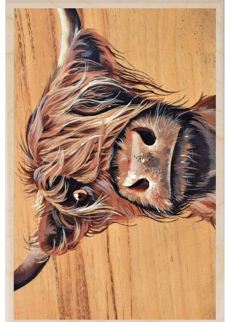 Highland Cow Baby Wooden Postcard