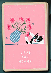 Love You Mommy Wooden Postcard