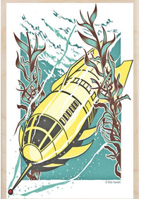 Yellow Submarine Wooden Postcard