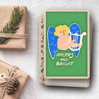 MERRY AND BRIGHT sustainable wood Christmas card