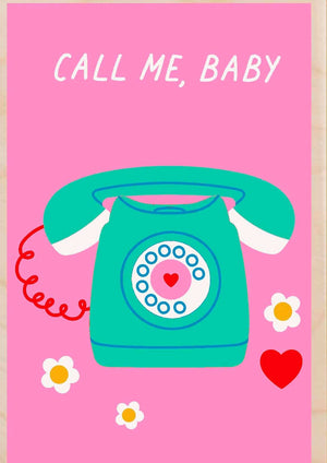 Call Me Baby Wooden Postcard