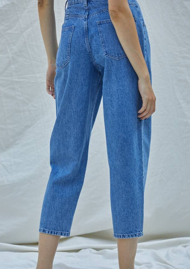 Kimberly Wide Leg Denim Jeans with Pin-Tuck