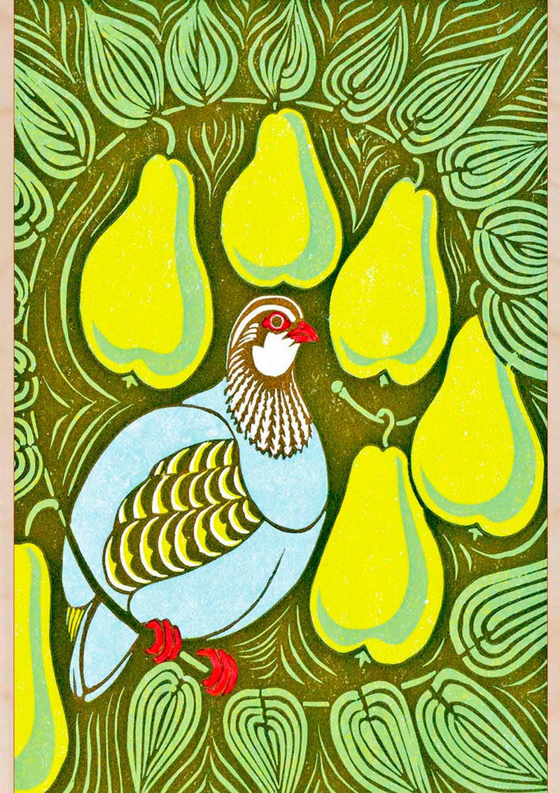 PARTRIDGE wooden Christmas card