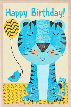 "Birthday Tiger" Wooden Postcard