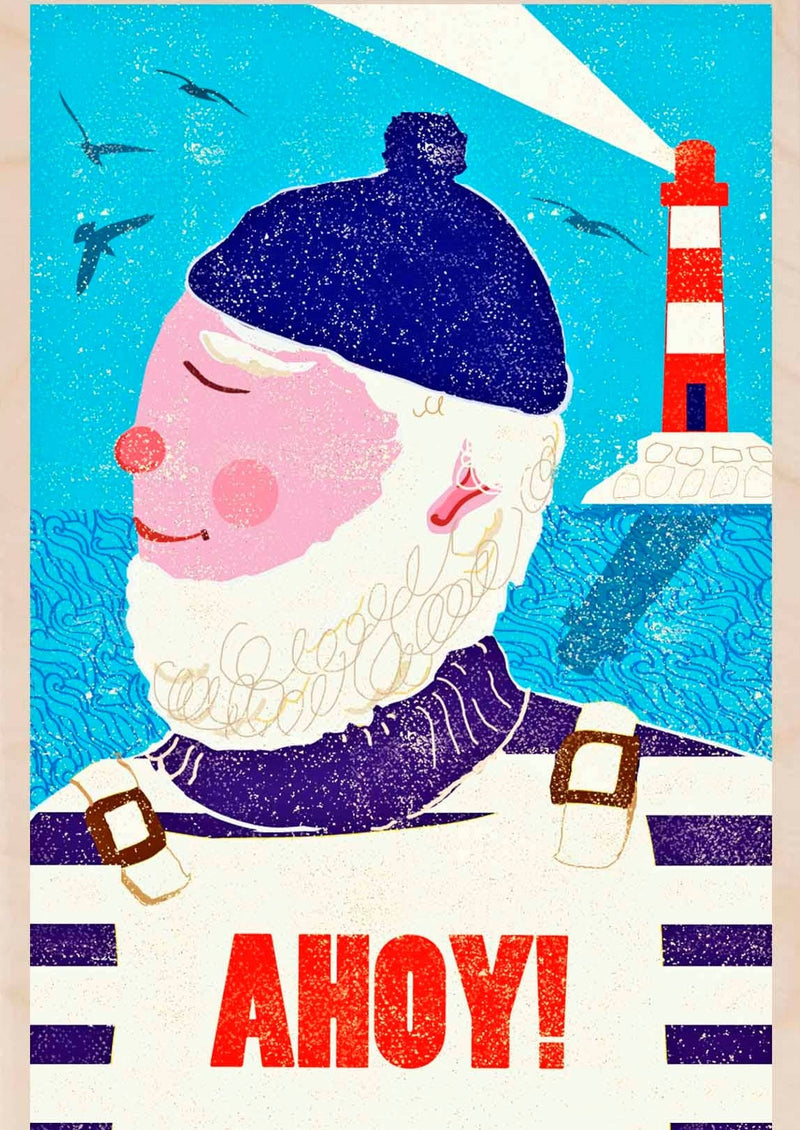 Ahoy Seaside Wooden Postcard
