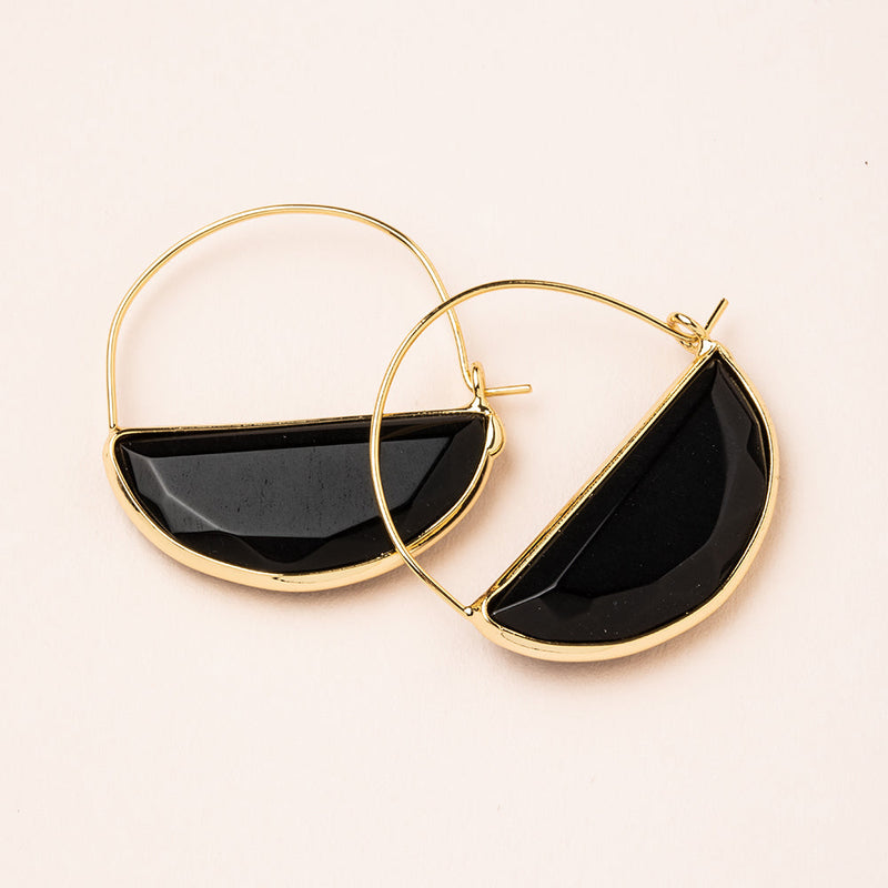 Stone Prism Hoop Earring - Black Spinel/Gold