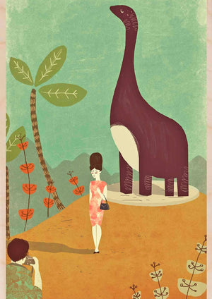 Dino Land Wooden Postcard