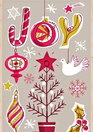 JOY wooden Christmas card