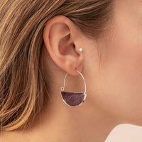 Stone Prism Hoop Earring - Sunstone/Gold