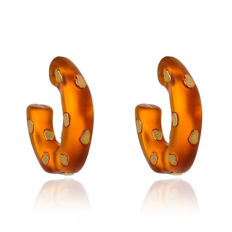 Spotted Hoop Earrings in Amber