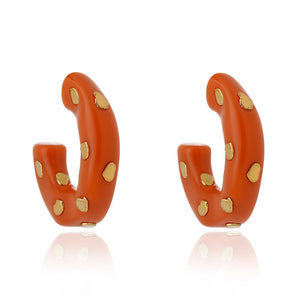 Spotted Hoop Earrings in Terracotta