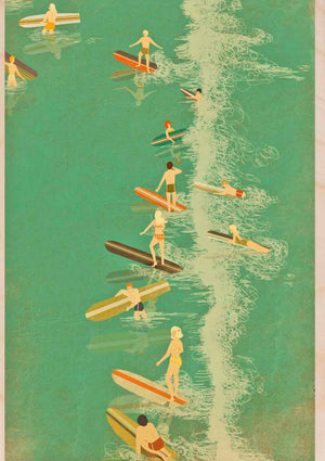 SURFING wooden postcard