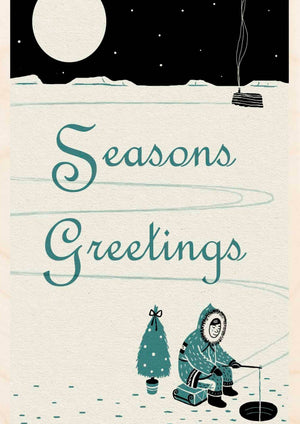 SEASONS GREETINGS wooden Christmas card