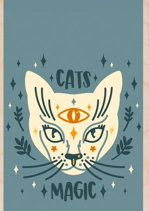 Magic Cat Wooden Card
