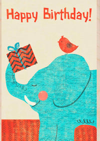 BIRTHDAY ELEPHANT wooden postcard Birthday
