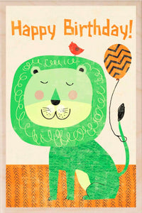 "Birthday Lion" Wooden Postcard
