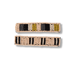 Beaded Hair Clip (2 pack) - Gold Pink Navy