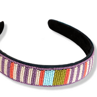 Stevie - Lilac and Coral Striped Headband