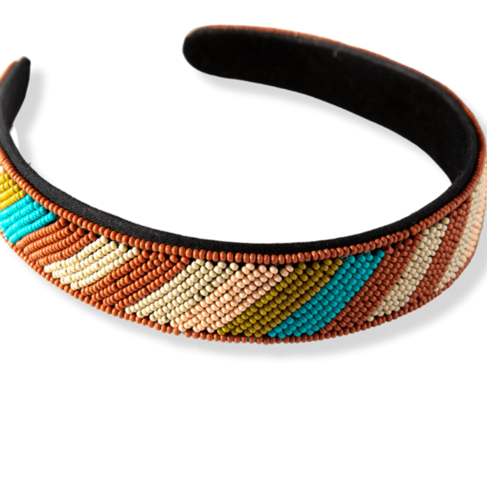 Tina - Rust, Turquoise Stripe Headband